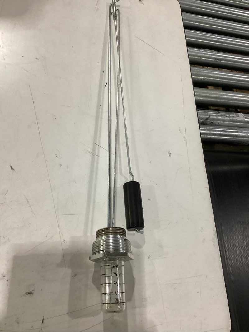 Condition photo showing Good Condition for oil tank gauge for 275 & 330 gallon vertical, float level measure, 1-1/2" and 2" male npt thread,designed for heating home oil tanks with depth of 42" to 44" with clear dial