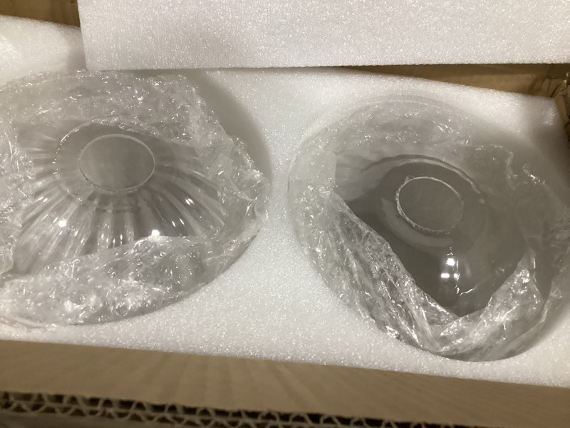 Condition photo showing As Is for retisee 2 pcs clear glass globe lamp shade replacement e26 e27 base 1-5/8 inch (1.65 inch) fitter, 8" diameter for lighting fixture ceiling light cover wall floor lamp chandeliers island pendant light