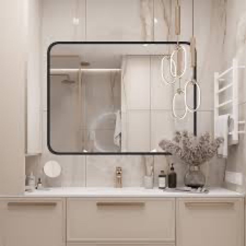 Omolayo Rectangle Wall Mirror, Mounted Wall Decor Bathroom Vanity Mirror, Aluminum Alloy Framed Decorative Accent Mirror 30 x40