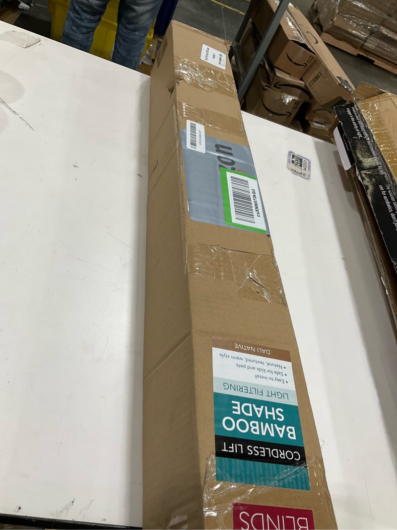 Condition photo showing Good Condition for ARLO BLINDS Sheer Bamboo Roman Shades with Valance - Dali Native, 31" W x 60" H - Light Filtering Co