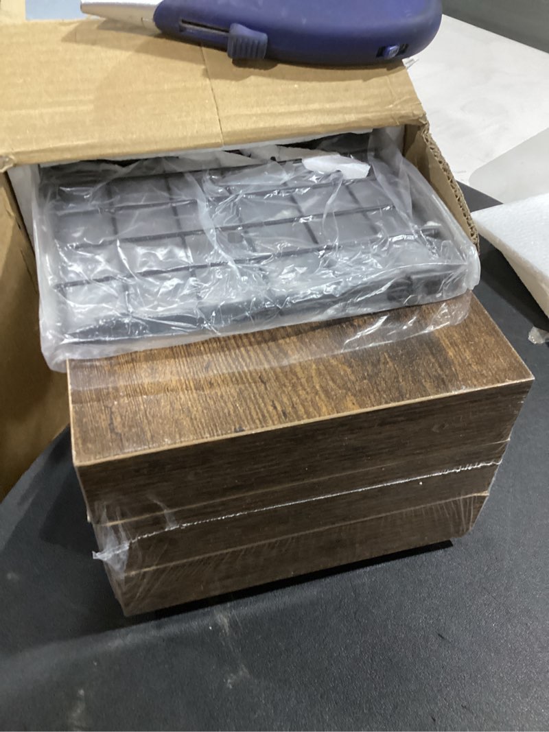 Condition photo showing New/Like New for QEEIG Bathroom Shelves Over Toilet - Wall Mounted Floating Shelves Toilet Paper Storage Small Farmhouse Decor Shelf 16 inch Set of 3, Rustic Brown (019-BN3) 3pcs A. Brown