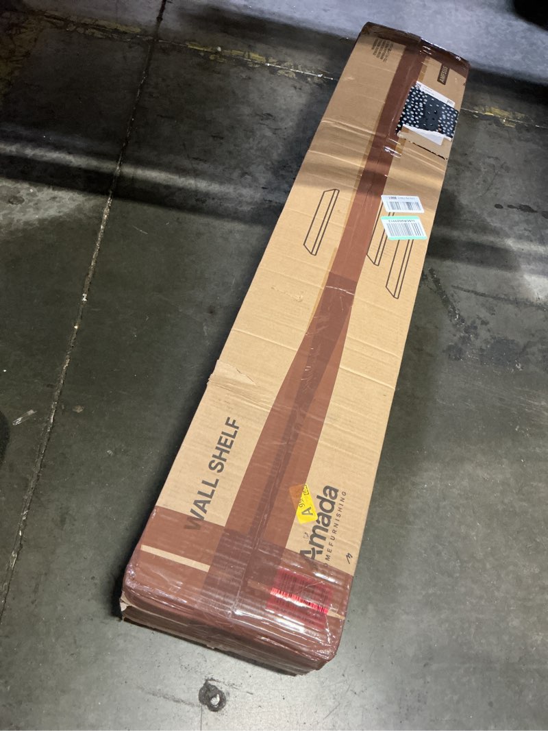 Condition photo showing New/Like New for amada homefurnishing 47.2" l floating shelves, wall shelves set of 3 for bathroom/living room/bedroom/kitchen, white floating shelves for wall decor with invisible brackets - amfs55w white 47.2 inches