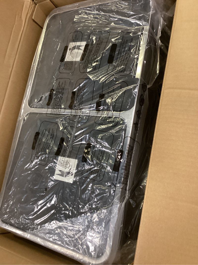 Condition photo showing Good Condition for songmics trash can, 2 x 8 gallon (2 x 30 l) garbage can for kitchen, with 15 trash bags, 2 compartments, plastic inner buckets and hinged lids, airtight, black ultb60bk version 1 black