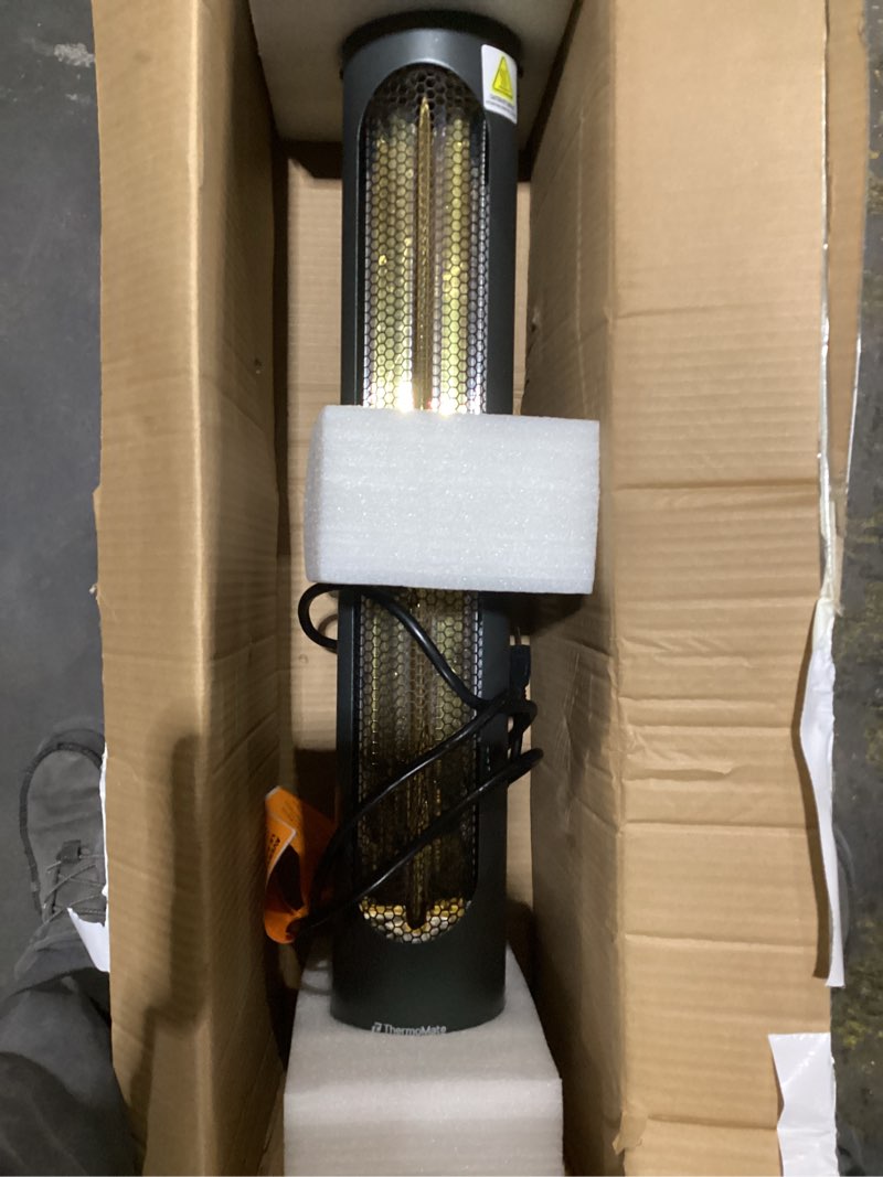 Condition photo showing New/Like New for ThermoMate Electric Patio Heater, 1500W IP65 Outdoor/Indoor Infrared Heater with Remote, 8 Heating Levels 8-Hour Timer & Oscillation, Tip-over Protection for Garage Backyard Restaurant 34"