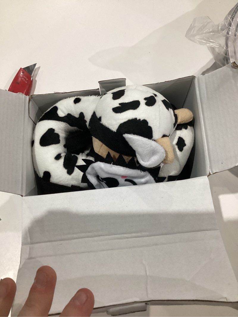 Condition photo showing As Is for spiral car seat baby toys 0-6 months, infant carseat high contrast sensory toys hanging stroller accessories, newborn shower gifts for baby boys essentials stuff, cute black and white cow high contrast cow