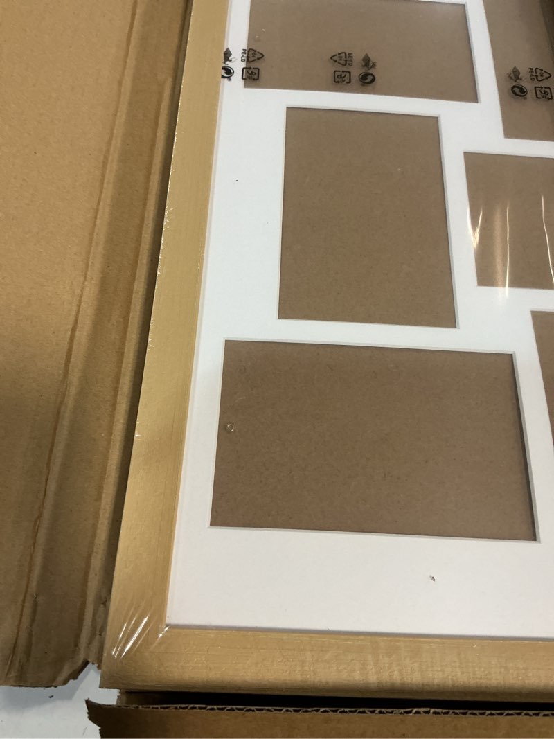 Condition photo showing Good Condition for 17x17 collage frame with 9 openings 4x6 pictures, multiple picture frame with mat, wall or tabletop decor, natural wood grain,2 pack natural 17x17-(9 open4x6)-2p