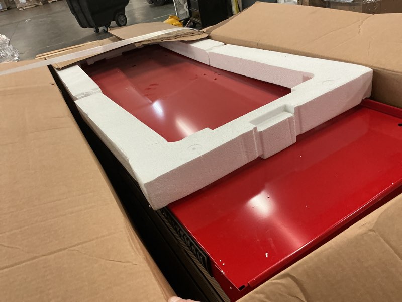 Condition photo showing As Is for craftsman 2000 series 52-in w x 37.5-in h 10-drawer steel rolling tool cabinet (red)