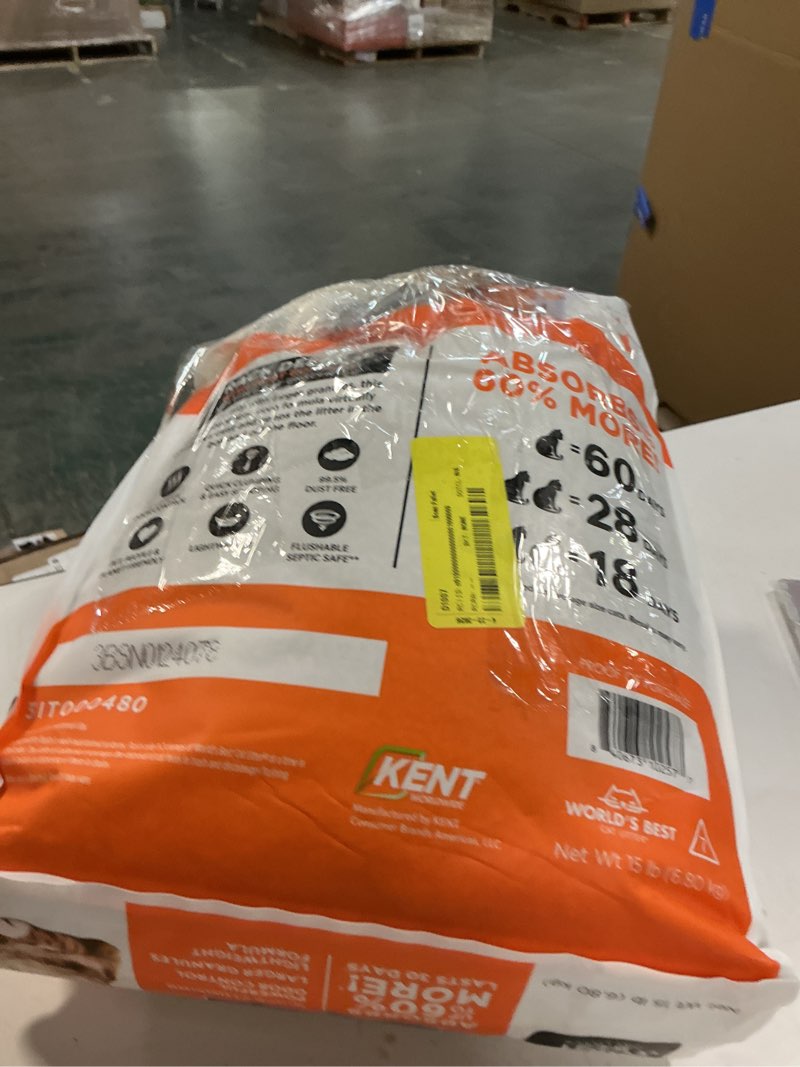 Condition photo showing As Is for world s best cat litter® track defense™ unscented  low tracking  dust control  made from corn  quick clumping  flushable  99% dust free  long-lasti