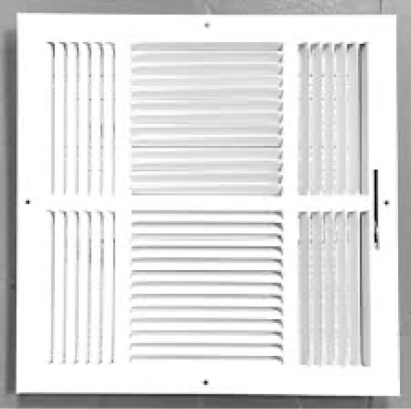 14\\\"x 14\\\" (duct opening size) 4-way stamped face steel ceiling/sidewall air supply register - vent cover - actual outside dimension 15.75\\\" x 15.75\\\"