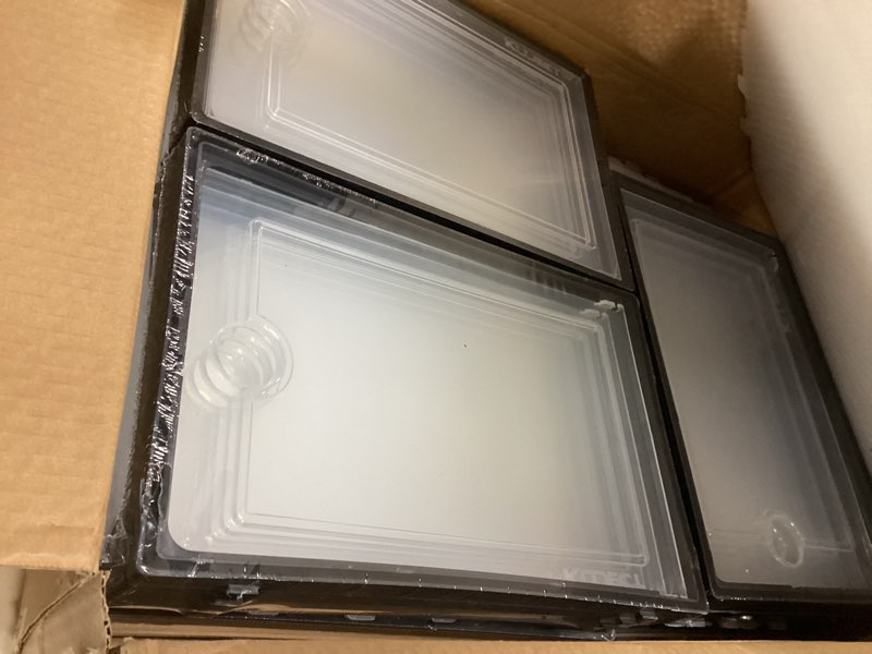 Condition photo showing Good Condition for Kuject X-Large Shoe Storage Boxes Organizers Clear Plastic Stackable 12 Pack, Shoe Rack & Holder Substitute, Sneaker Containers, Toy Storage Organizer Bins for Entryway, Closet, Under Bed, Black Black X-Large