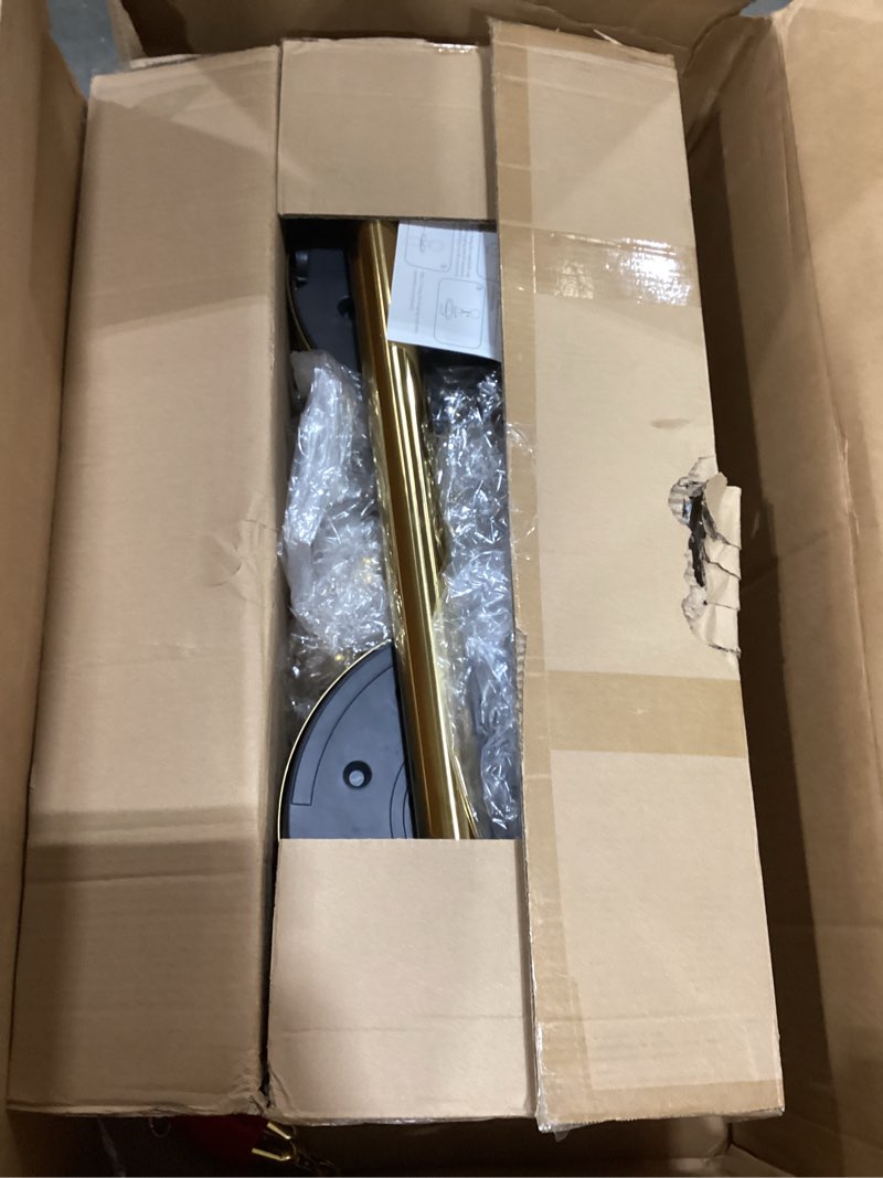 Condition photo showing As Is for 8 Pack Stanchion Post, 5 ft Red Velvet Rope Red Carpet Ropes and Poles, Stainless Steel Gold Stanchions for Grand Opening Casino Theme Party Decorations Crowd Control Barriers 8 Pack Gold Color