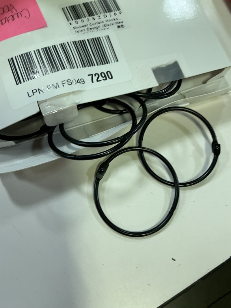 Condition photo showing Good Condition for shower curtain hooks rings,24 pcs rustproof metal shower hooks for shower curtain,glide smoothly round shower rings for curtain,shower curtain rings for bathroom shower rod,snap joint design (black)