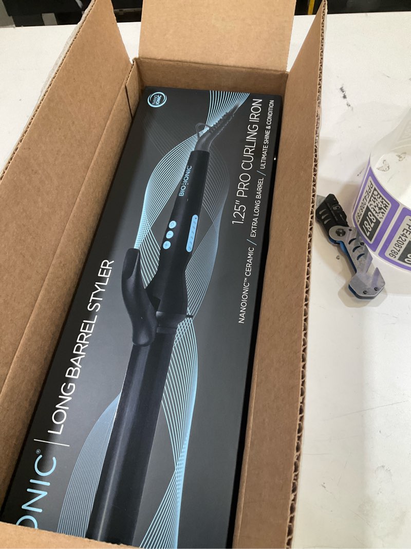 Condition photo showing Good Condition for bio ionic long barrel curling iron with moisture heat technology & nanoionic mx versatile curling wand - multiple barrel sizes for tight, classic, loose & soft curls 1.25 inch (loose curls) black