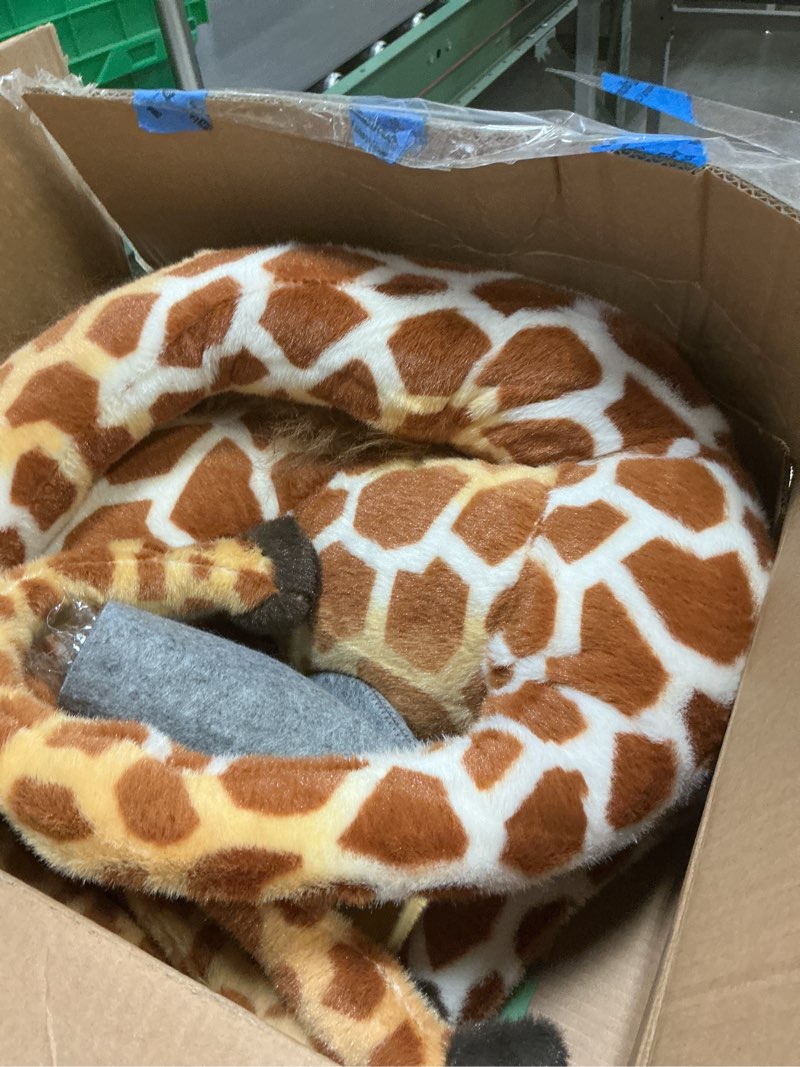 Condition photo showing Good Condition for Giant Stuffed Giraffe Animal Set, 47 Inch Large Giraffe Plush Toy for Kids with Bird & Basket & Leaves & Card, Toddler Lifelike Standing Toys Stuffed Animal Gift for Girls Boys