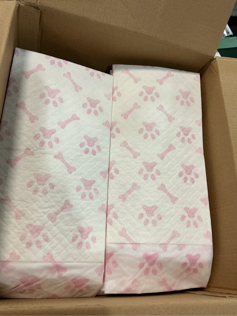 Condition photo showing Good Condition for american kennel club paw and bone training pads for dogs, 100 count, 22" x 22" fresh scented, absorbent leak-proof dog pee pads in box, pink pink 22 x 22 - 100 count