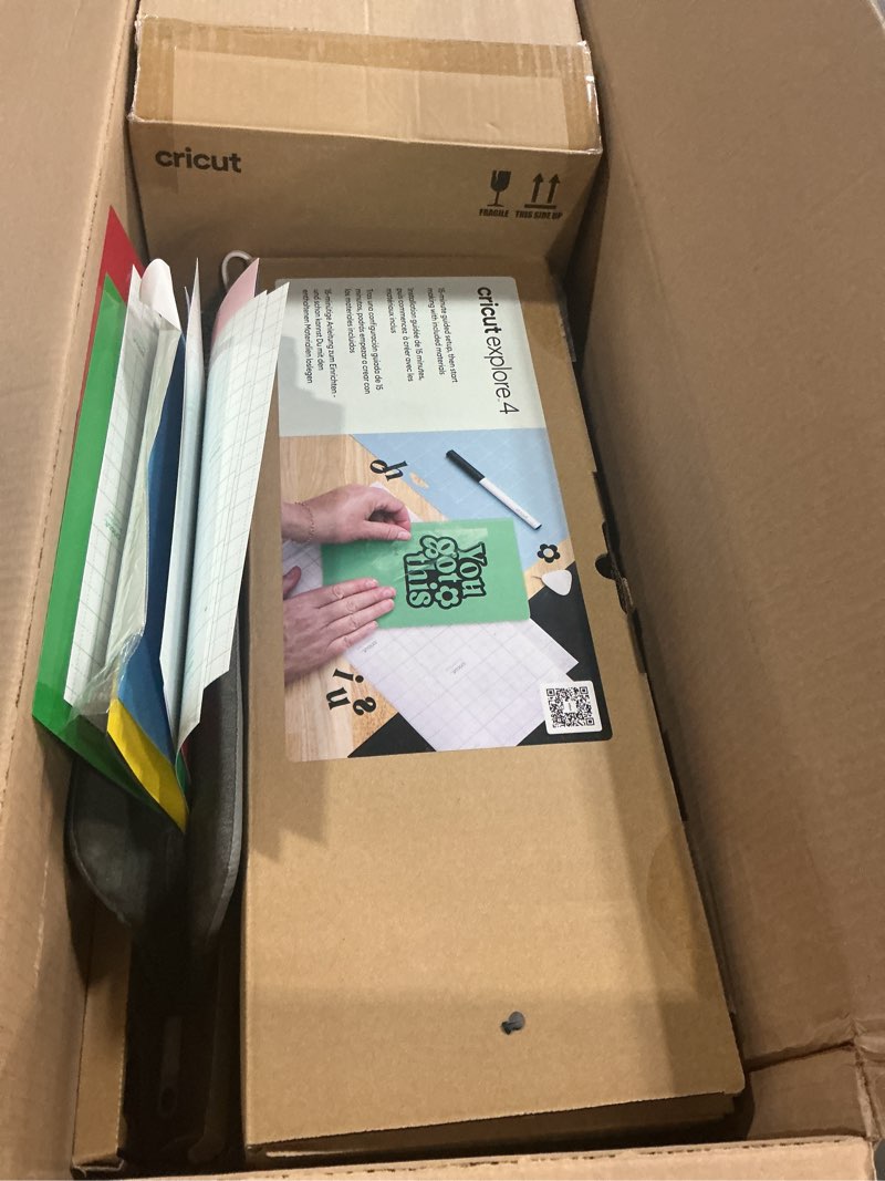 Condition photo showing Good Condition for Cricut Explore 4 - Smart Cutting Machine (Seashell) | Engagement Plus Bundle - Includes EasyPress 3 Heat Press (9x9) + Mat, Tote Bag, Material Samplers, Machine Mat, Pens, Tools, & 25 Digital Images