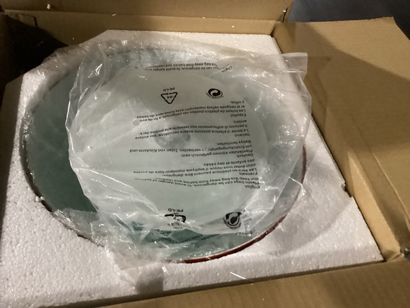 Condition photo showing New/Like New for Mid Century Modern Ceiling Pendant Light, Orange Navy 2 Colors Barn Macaron Shade, Aluminum Nordic Modern Pendant Light Fixture, Colorful Chandelier Pendant Lights for Kids Room Size L (1 Light)