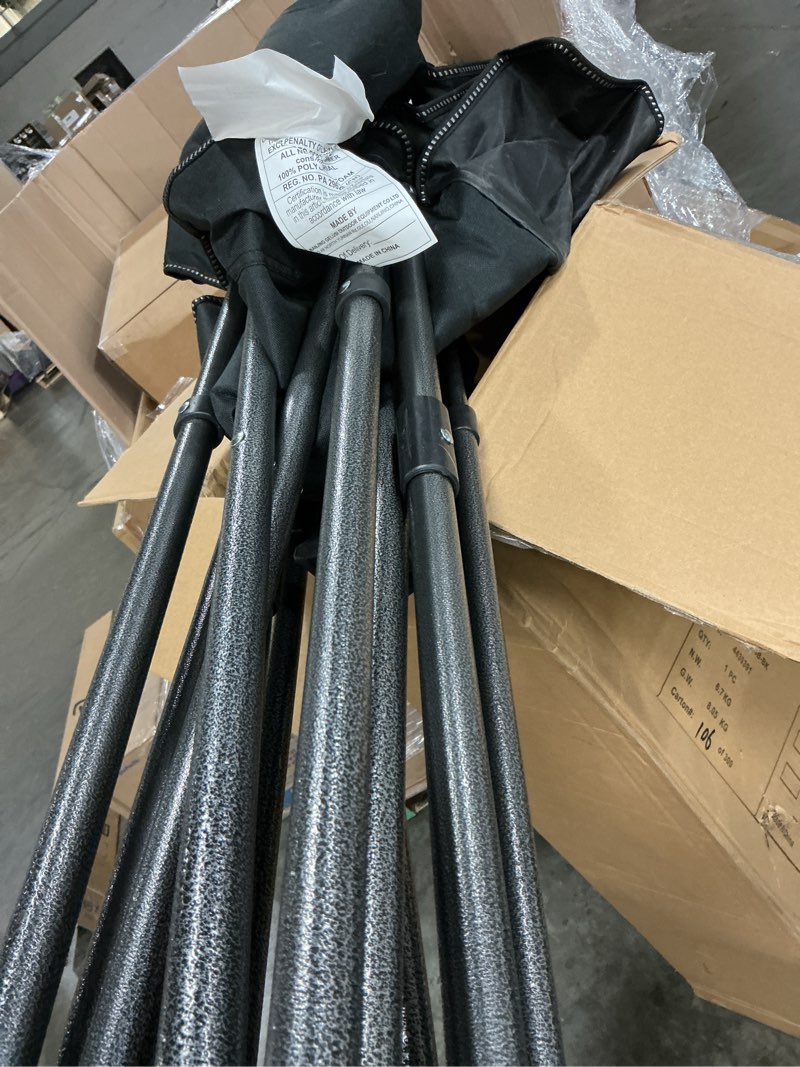 Condition photo showing As Is for LET'S CAMP Folding Camping Chair Oversized Heavy Duty Padded Outdoor Chair with Cup Holder Storage and Cooler Bag, 450 LBS Weight Capacity, Thicken 600D Oxford Single Pack Black