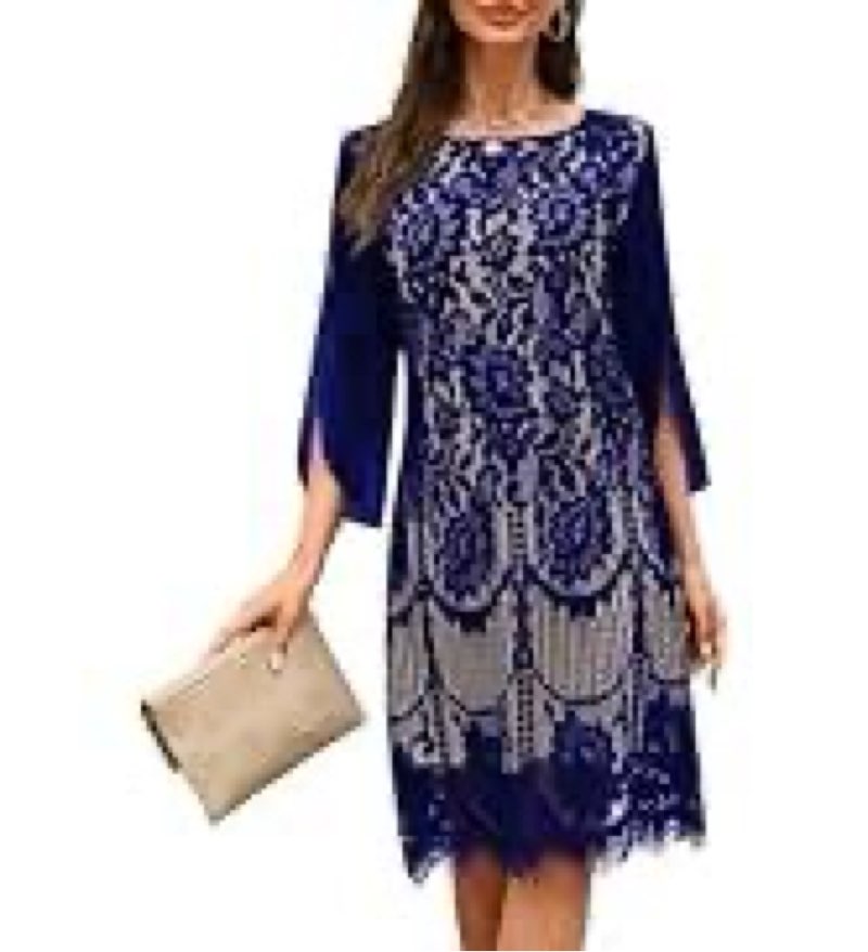 COOAN Wedding Guest Dresses for Women Women's Cocktail Dresses Formal Dresses for Women Lace Sequin 