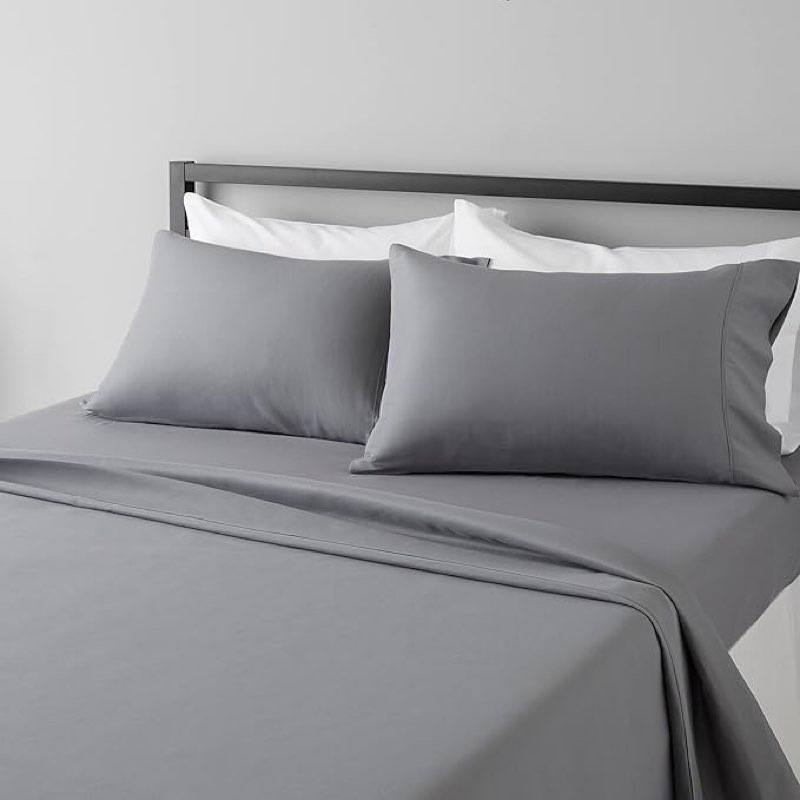 4 Piece Bed Sheet Set 100% Egyptian Cotton Soft Dark Grey Sheets & Pillowcases Cal-King Size Bed- Sateen Sheets Fits Upto 24" Deep Pocket Bed Sheet 800 TC Long Staple Yarns
