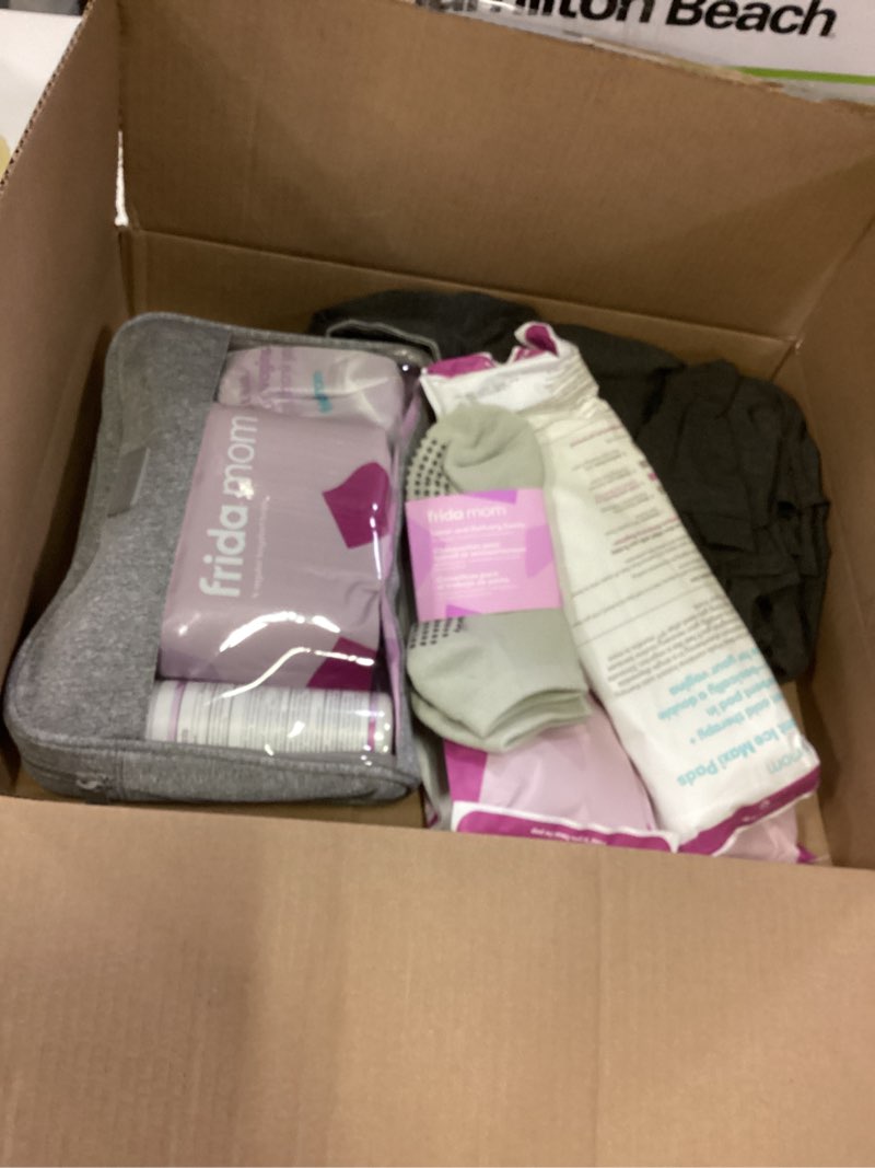 Condition photo showing Good Condition for Frida Mom 15pc Labor & Postpartum Kit Gift Set for Baby Showers & Mom to Be, Includes Peri Bottle, Nursing Gown, Disposable Underwear, Ice Maxi Pads, Pad Liners, Perineal Foam, Socks & Toiletry Bag