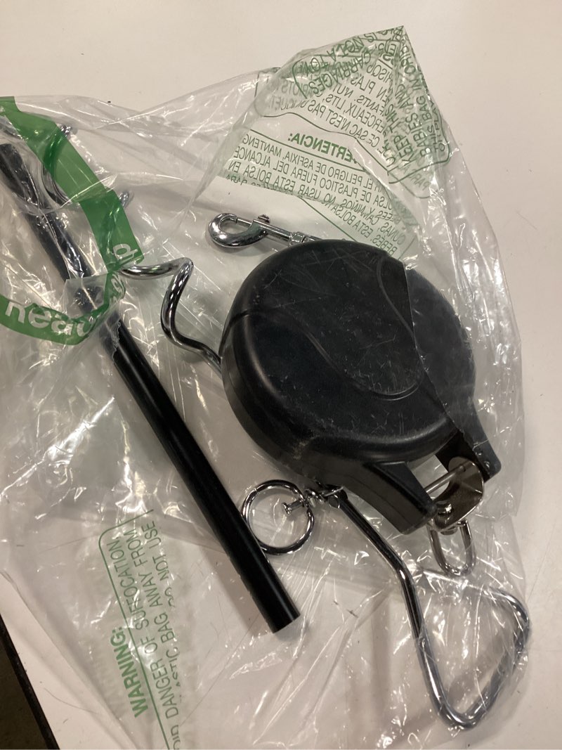 Condition photo showing As Is for retractable dog tie out cable and stake- 30ft no leash retractable for dogs 10-90lbs - 360° rotate dog lead reel for courtyard, camping & outdoor daily walks use black