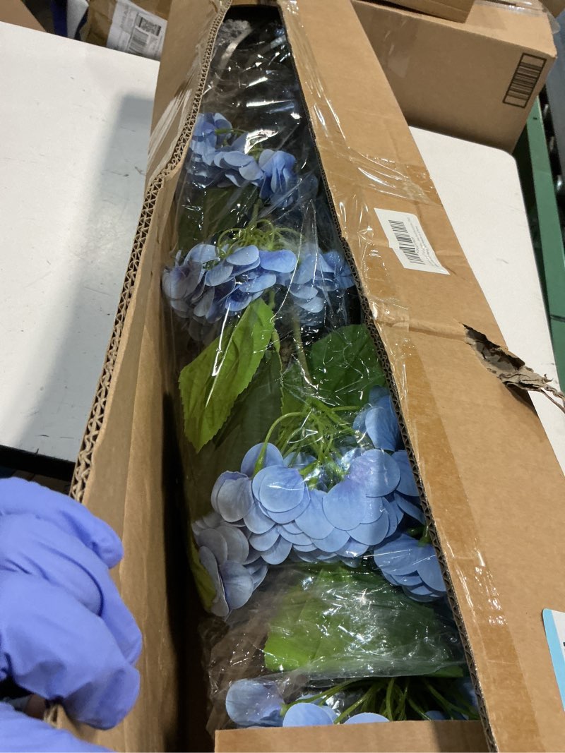 Condition photo showing New/Like New for 3ft blue hydrangea artificial flowers tree large real touch faux silk hydrangea plants potted fake flower in black pot for home indoor outdoor front porch garden entrance living room decor, 2 pack blue-3ft-2pcs 3ft-style 1