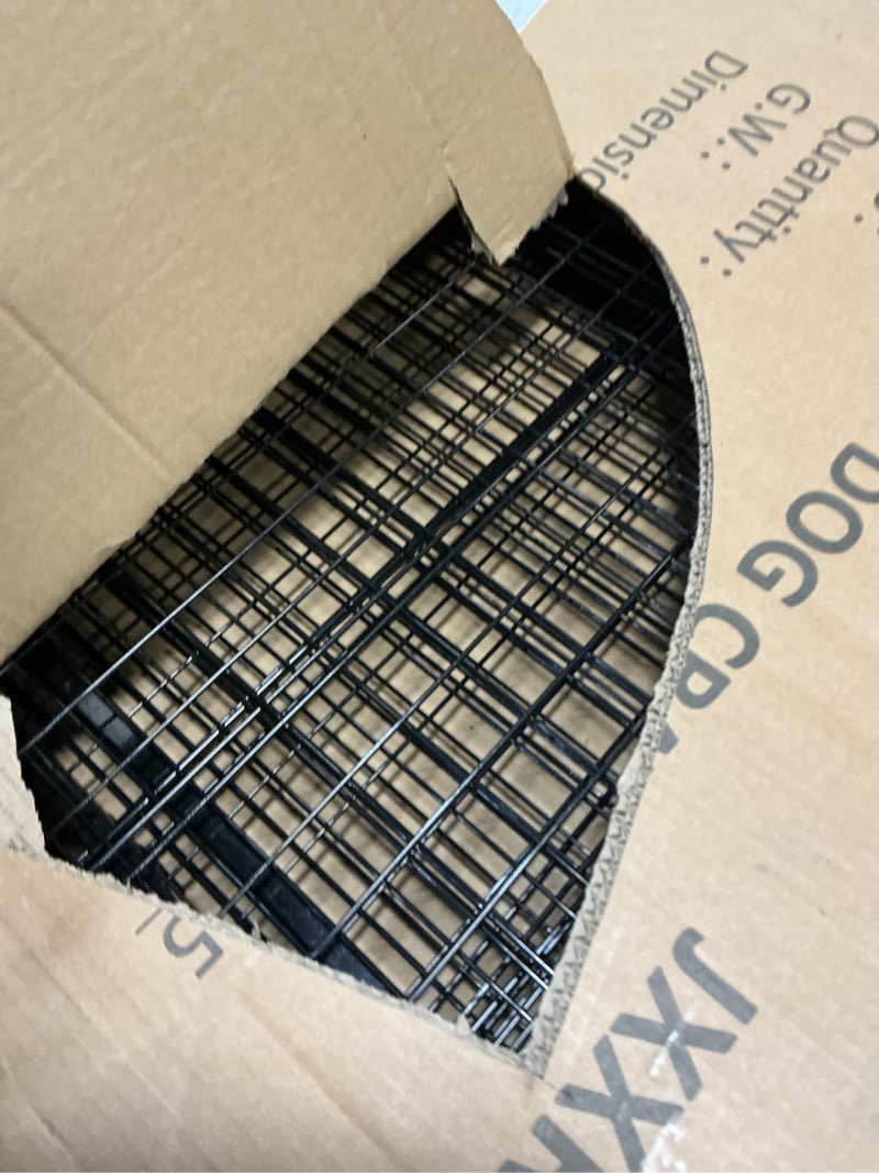 Condition photo showing As Is for large dog cage 48  dog kennel for medium dogs puppy dog playpen with top  pet cage  indoor  black.48 l x 26.3 w x 23.8 h