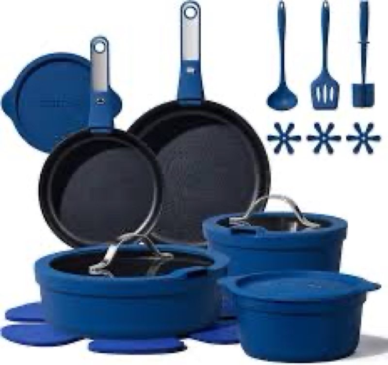 CAROTE 21pcs Pots and Pans Set Non Stick, Nonstick Cookware Set, Dishwasher/Oven/Fridge Safe Pots an