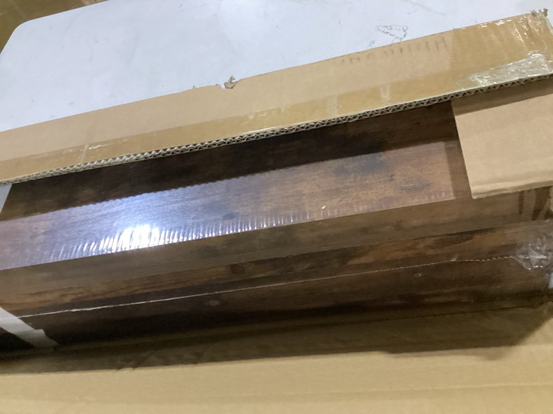 Condition photo showing As Is for upsimples floating shelves for wall, 35.5 inch shelves for decor storage set of 6, wall mounted wood shelf for bedroom, living room, bathroom, kitchen, long picture ledge shelves, brown brown 35.5in