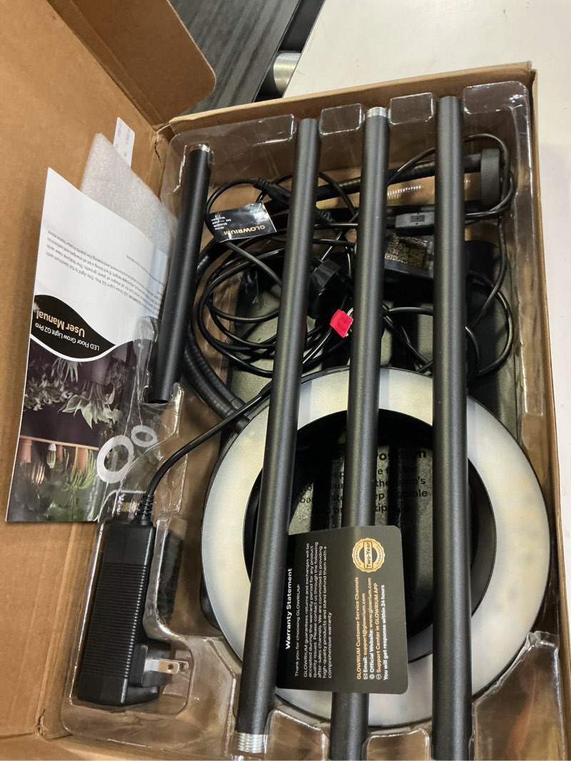 Condition photo showing Good Condition for glowrium grow lights for indoor plants, full spectrum led grow light, stepless dimming,3 lighting mode and adjustable height, plant light with 3/9/12/16h timer (black, 48w) black 48w