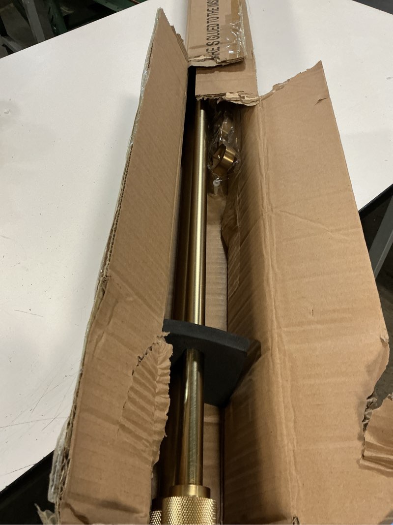 Condition photo showing As Is for 1-1/8 inch Double Curtain Rod - Premium Nonadjustable 48in/4ft Drapery Rods - Heavy Duty Dual Curtain Rods for Windows - Solid Aluminum Finials & Adjustable Concealed Mounting Bracket - Brushed Gold Brushed Gold 48in/4ft