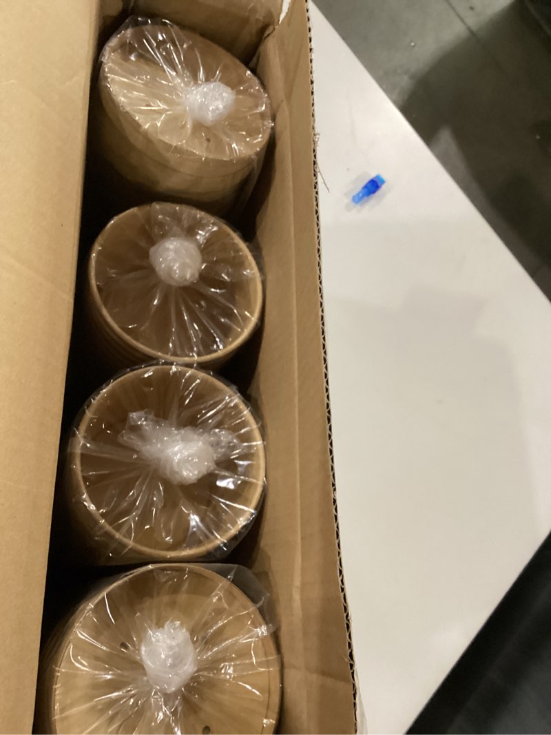 Condition photo showing New/Like New for 50 Pack Soup Containers with Lids, Disposable and Biodegradable Ice Cream Cups Kraft 12oz Paper Soup Bowls with Lids for Hot Drinking, Food, and Ice Cream (50 sets, 12 oz) Kraft Brown 12 oz