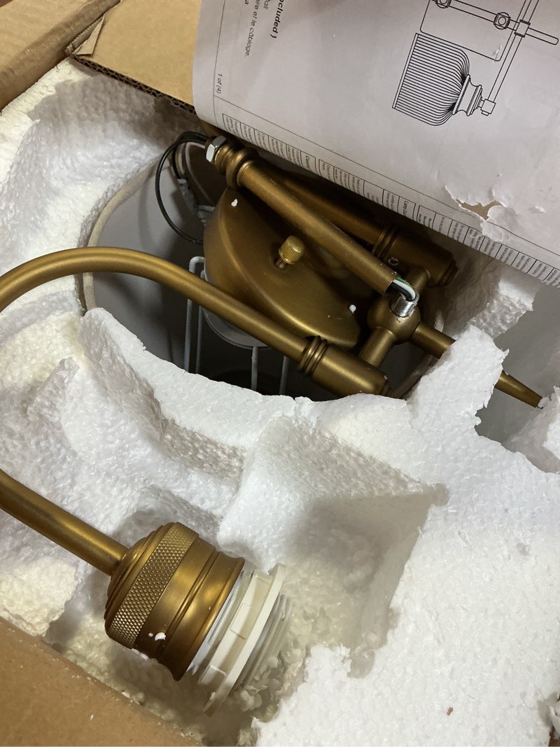 Condition photo showing Good Condition for 2-lights linen fabric wall sconce light, hardwired double curved arms vanity light, vintage wall painting sconce lamp, lighting for living room, loft, stairwell, kitchen, foyer antique brass