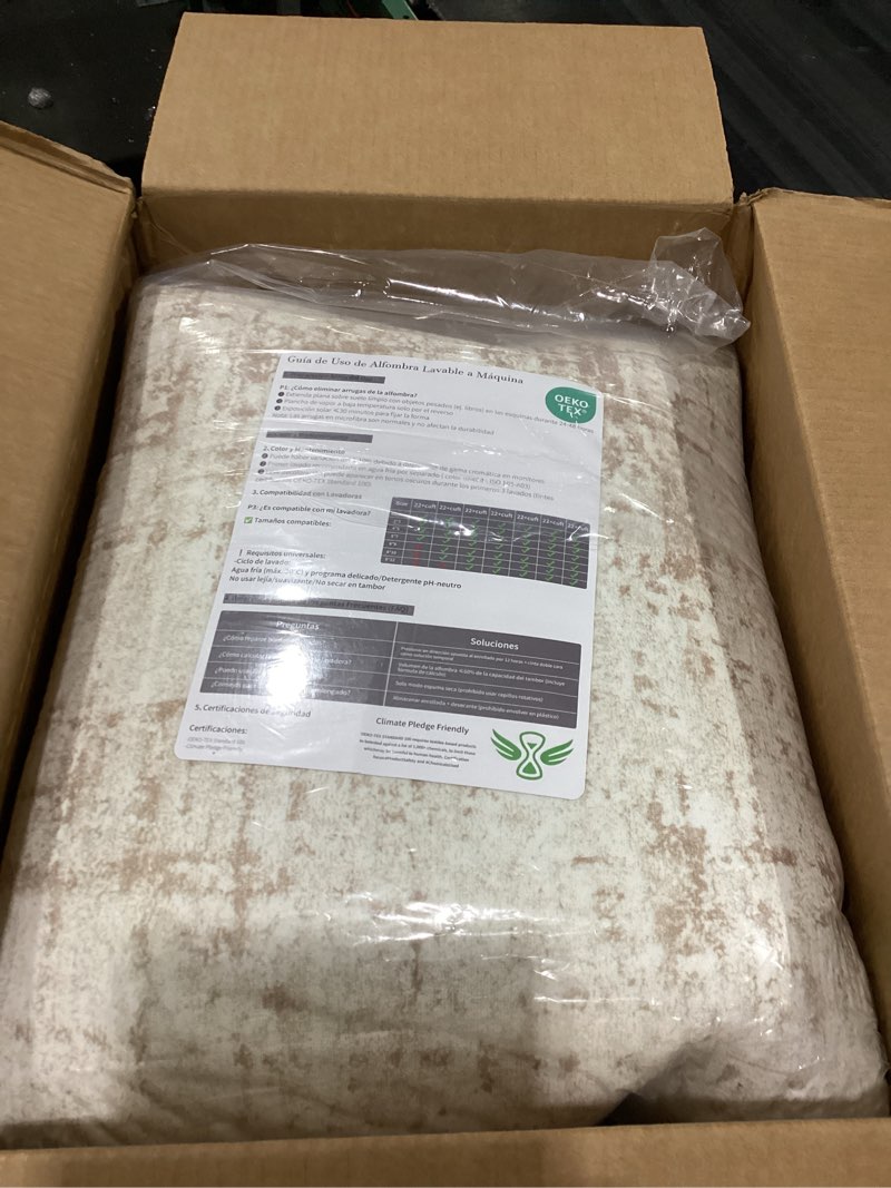 Condition photo showing New/Like New for 9x12 area rugs for living room washable rug: anti-skid abstract modern living room rug soft thin carpets indoor floor non-shedding carpet for bedroom dining farmhouse nursery home office beige white beige/white 9' x 12' (rectangular)