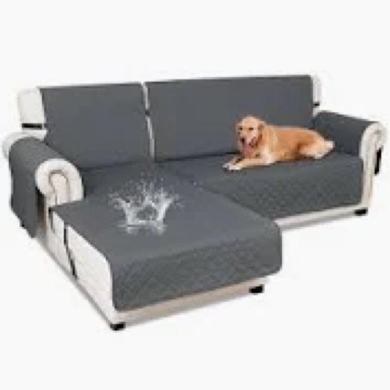 kincam 100% waterproof sectional couch covers, reversible l shaped sofa covers 3pcs sofa slipcovers 