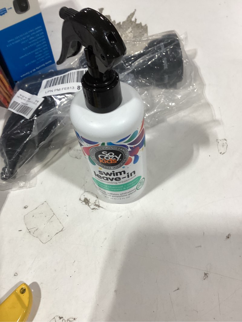 Condition photo showing As Is for socozy swim leave in conditioner spray & treatment for kids hair (8 fl oz) protects & repairs pool, sun & salt damaged hair, gentle formula with activated charcoal, vitamin b5 & sunflower seed extract 8 fl oz (pack of 1)