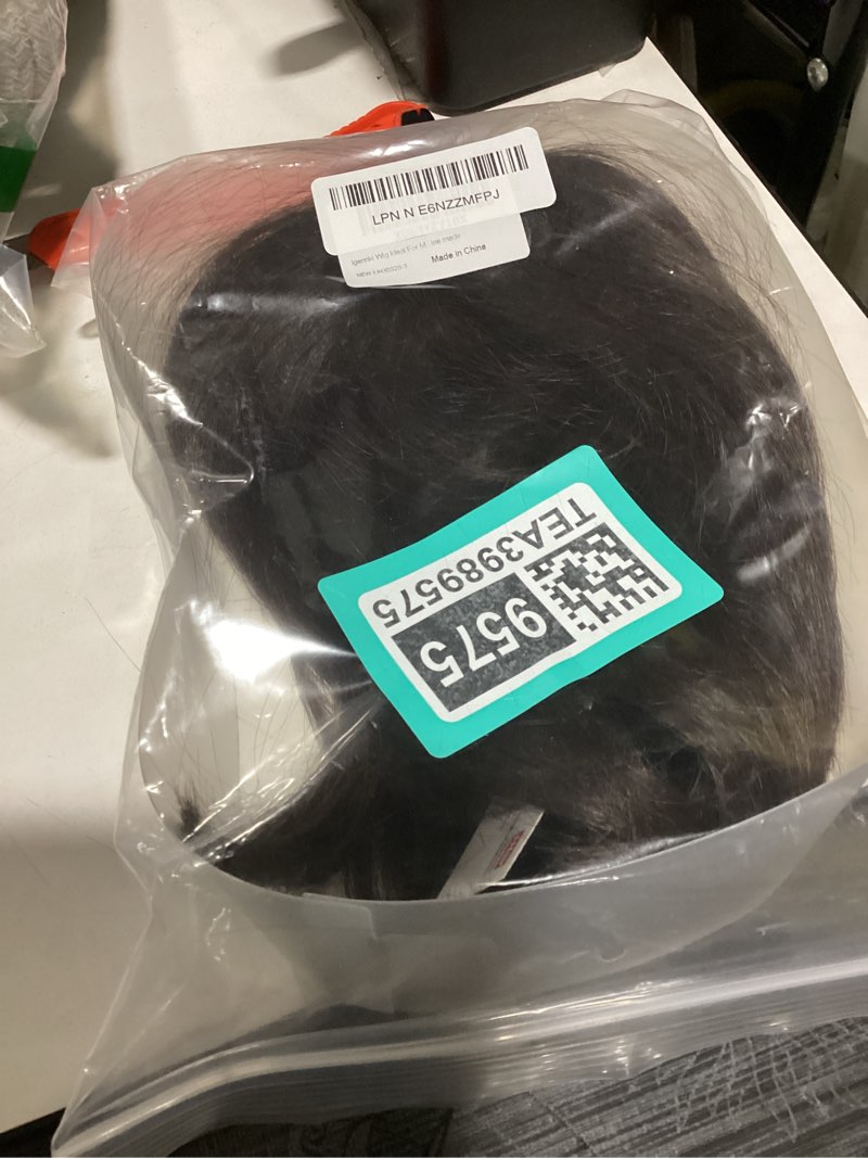 Condition photo showing As Is for heat resistant synthetic hair wig short fashion fluffy wig for asian young women iuh30s20 (human hair mixed+medical base, 3 dark brown) human hair mixed+medical base 3 dark brown