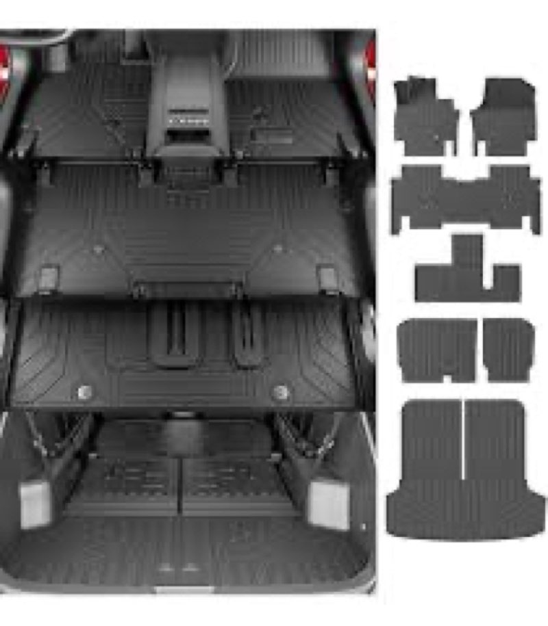 powoq 6&7 seats floor mat cargo liner compatible with 25-26 kia ev9 trunk mat 2nd backrest liner tpe