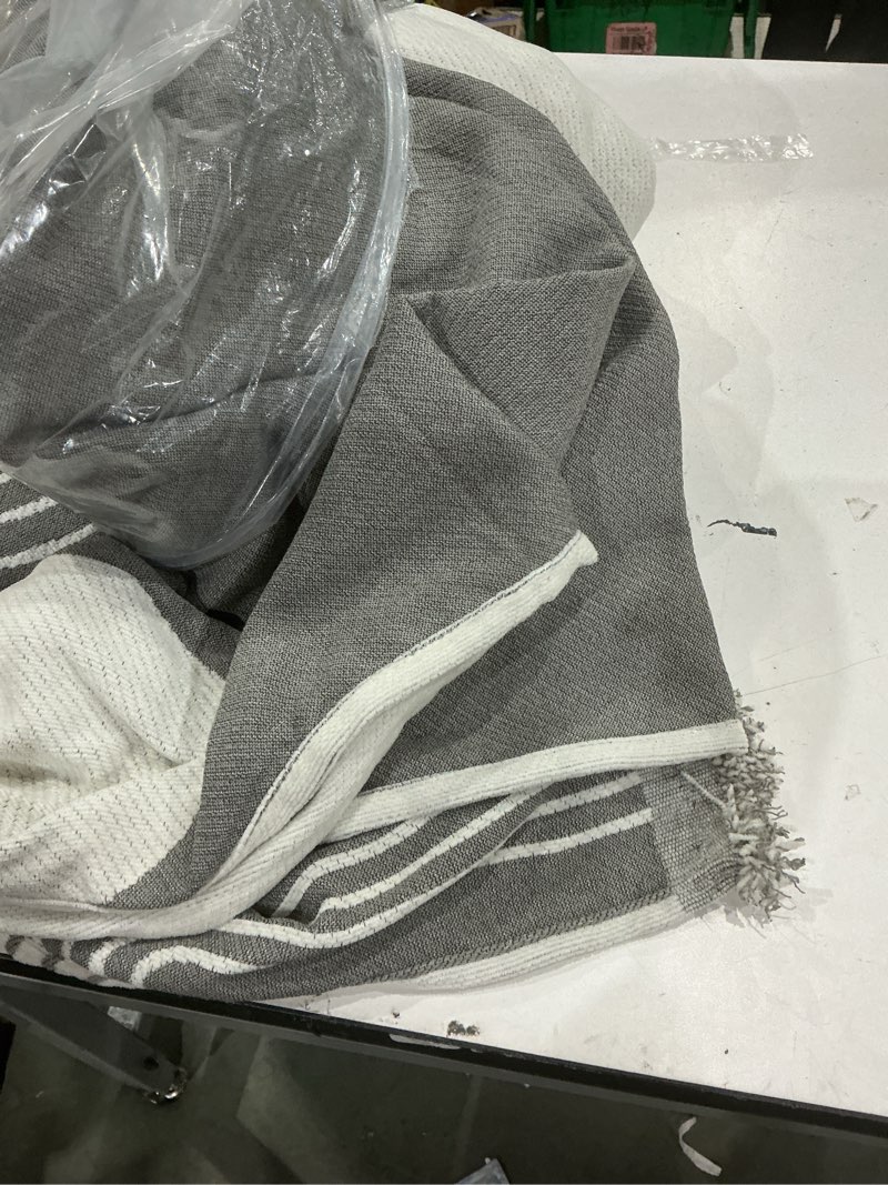 Condition photo showing Good Condition for vanjoroy boho couch sofa cover for 3 cushion sectional sofa l-shape -washable chenille couch cover for dogs pets, boho couch cover protector soft grey sofa slipcovers with tassel,91"x 134" boho-grey x-large (91"x 134")