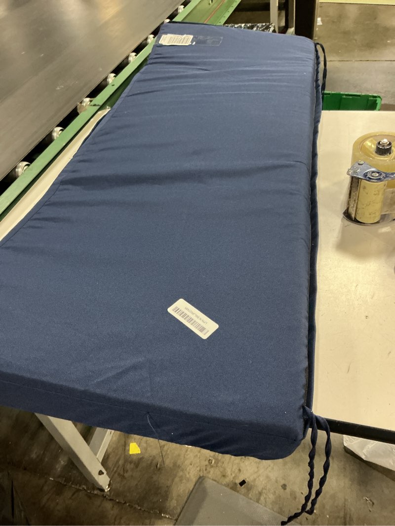 Condition photo showing Good Condition for outdoor bench cushions for outdoor furniture, 48x18x3 inch, waterproof bench pillow, fade resistant long bench seat pads for garden, indoor, porch swing, navy blue navy blue 48×18×3 inch