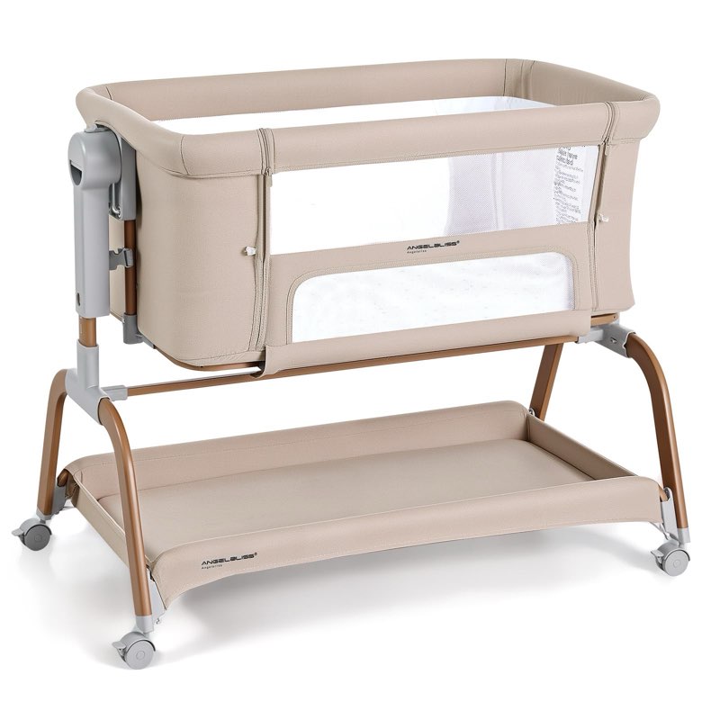 angelbliss 3 in 1 baby bassinet, rocking bassinets bedside sleeper with comfy mattress and wheels, 6