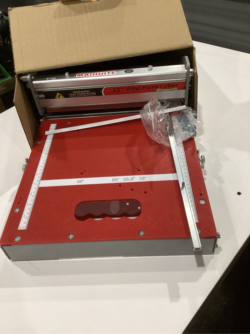 Condition photo showing As Is for 10mm thick floor cutter - 13" pro vinyl floor cutter for lvp, lvt, wpc, spc, pvc, vct, rigid core vinyl flooring - honing stone included - manual operation, no electricity, no noise multi-functional floor cutter