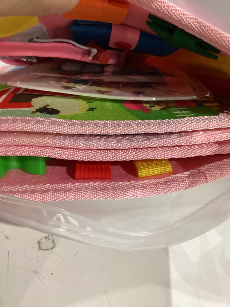 Condition photo showing New/Like New for toddler busy board montessori toys for toddler 1-3 year old, girl birthday gift, preschool educational montessori busy book board, felt sensory activity board sorting toy age 2-4 with fine motor skill pink