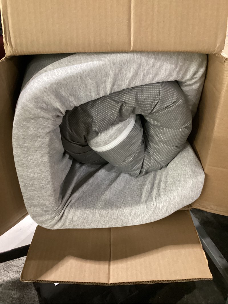 Condition photo showing Good Condition for tuft & needle mattress topper, queen size, 2 inches of our breathable, supportive adaptive foam, luxe gray cover, certipur-us and greenguard gold certified