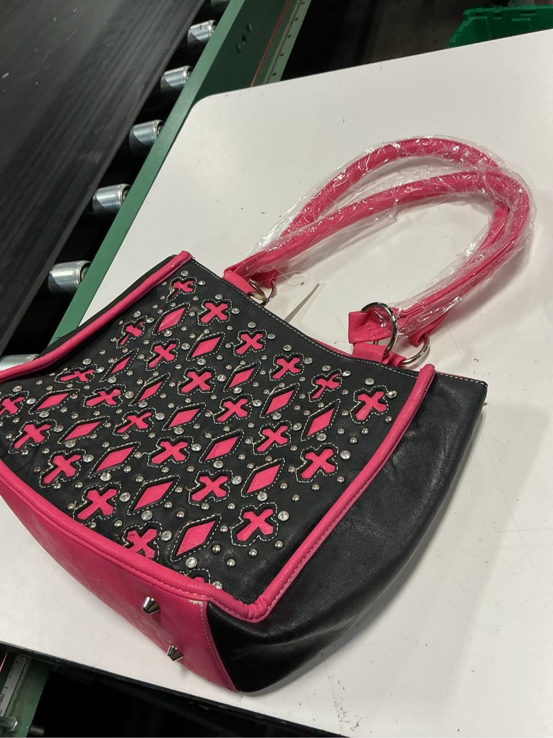 Condition photo showing As Is for studded leather purse with a matching wallet