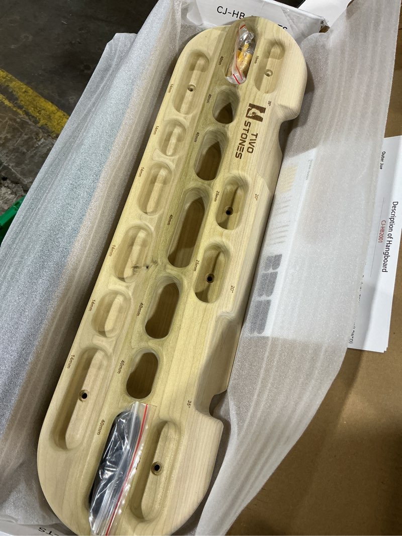 Condition photo showing New/Like New for TWO STONES Climbing Hangboard Rock Climbing Training as Climbing Fingerboard with Jugs, Slopes and Edges, Pockets as Door Mounted Training Station Rock Climbing Pull Up Bar CJ-HB2001BX Boxwood