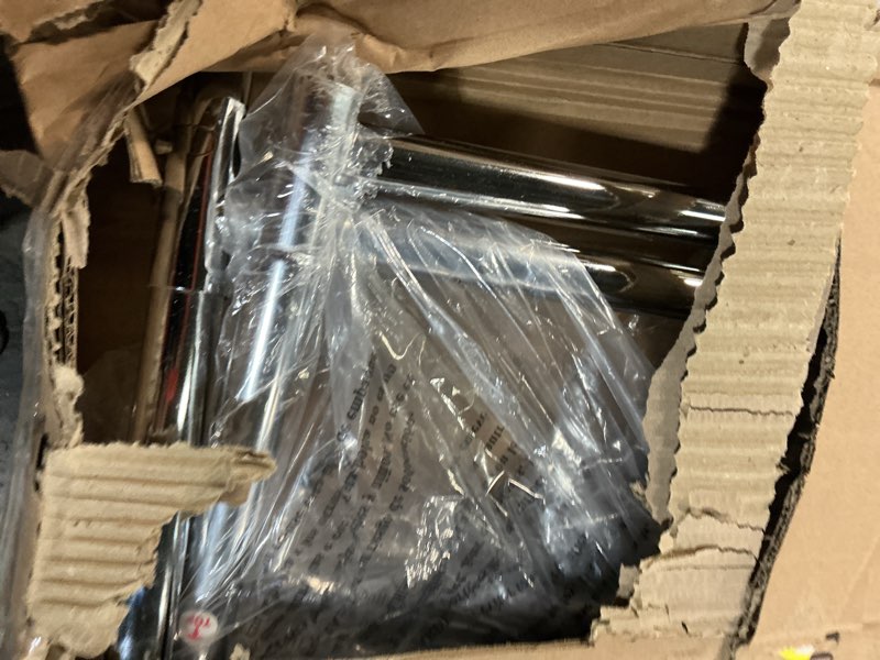 Condition photo showing As Is for Simple Houseware Supreme Commercial Grade Clothing Garment Rack, Holds Up to 250 lbs, 50 to 75 Inches Extendable Rod, Chrome Commercial Grade Chrome