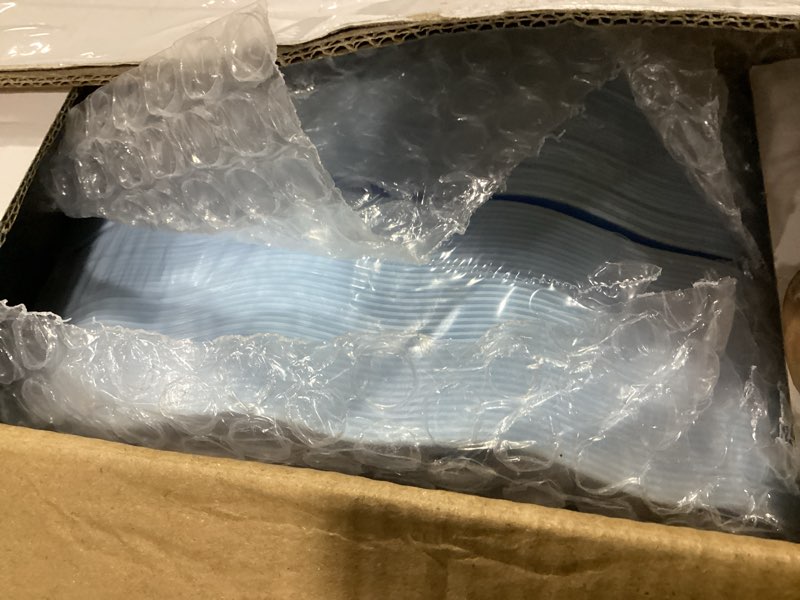 Condition photo showing New/Like New for 72 pack blue plastic plates, 10" disposable wave edge dinner plates elegant heavy duty serving dishes for party, wedding, thanksgiving, christmas 10in blue
