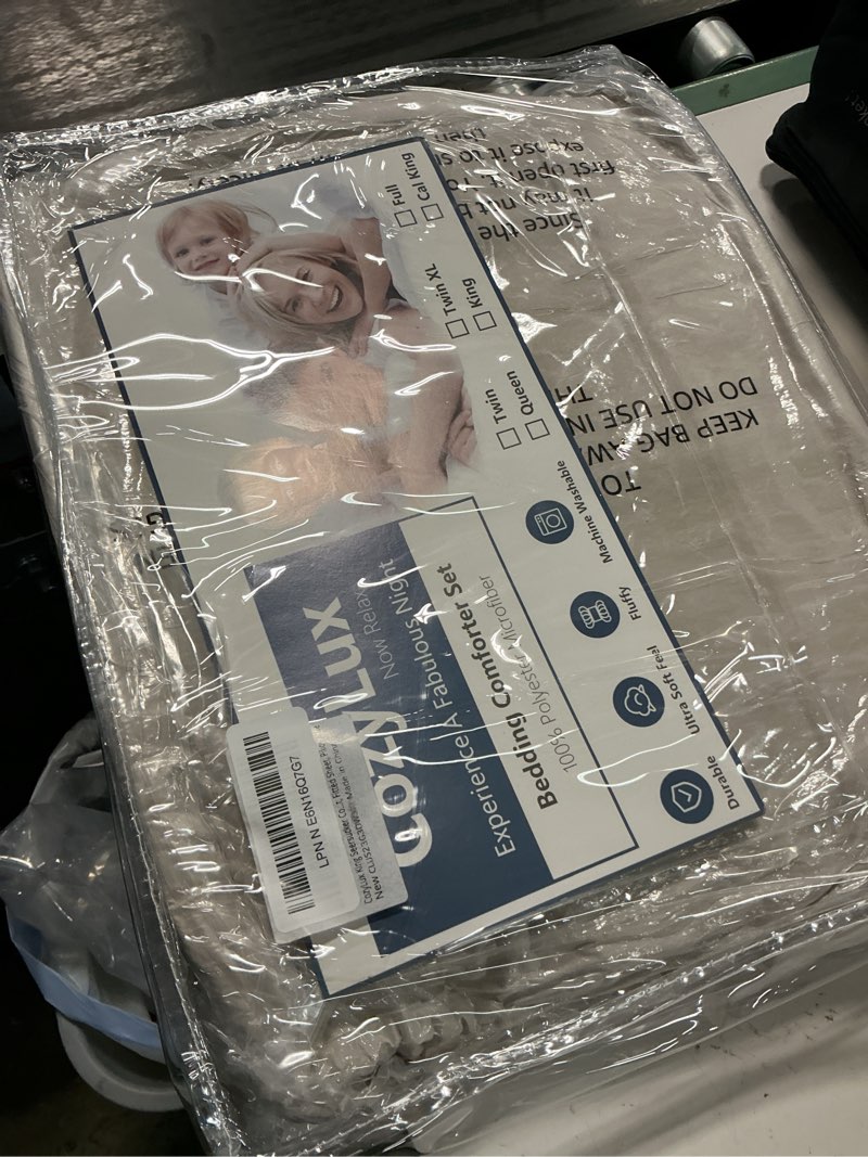 Condition photo showing Good Condition for cozylux king size comforter set beige seersucker 7 pieces bed in a bag king comforter set with sheets, luxury soft bedding set with down alternative comforter, sheets, pillowcases & shams all seasons beige king